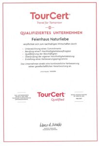 Tourcert Nachhaltigkeitsurkunde